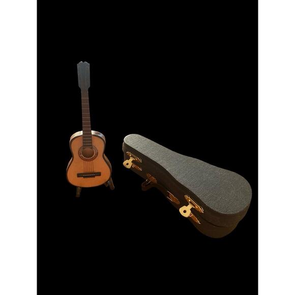 Guitar & Case & Stand Christmas Ornament Tree Nesting Decor Doll Miniature 7" - Picture 2 of 14